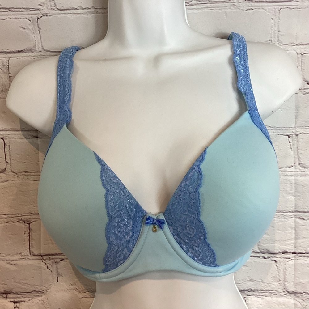 SOMA EMBRACEABLE FULL COVERAGE LACE DETAIL BRA BLUE 36DD